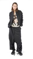 schmale woll jacke mit gekräuselten ärmeln