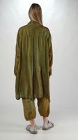 oversize bicolor cupro kleid mit knopfleiste