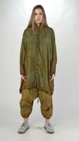 oversize bicolor cupro kleid mit knopfleiste