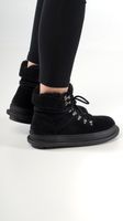 leder ankle boots mit teddy einsatz
