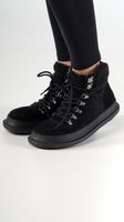 leder ankle boots mit teddy einsatz