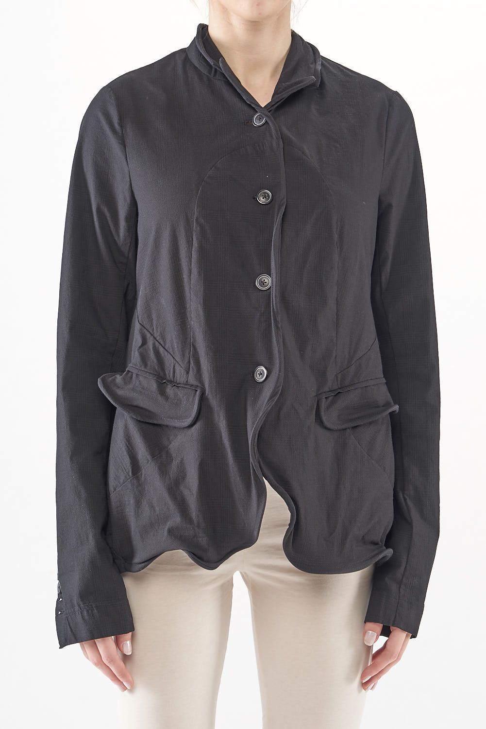 handbemaltes woll-stretch-jacke mit ballonform und knöpfen