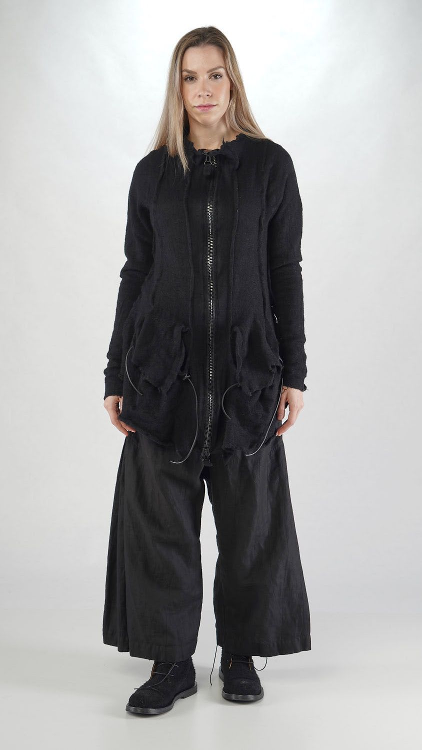 ausgestellte woll strickjacke