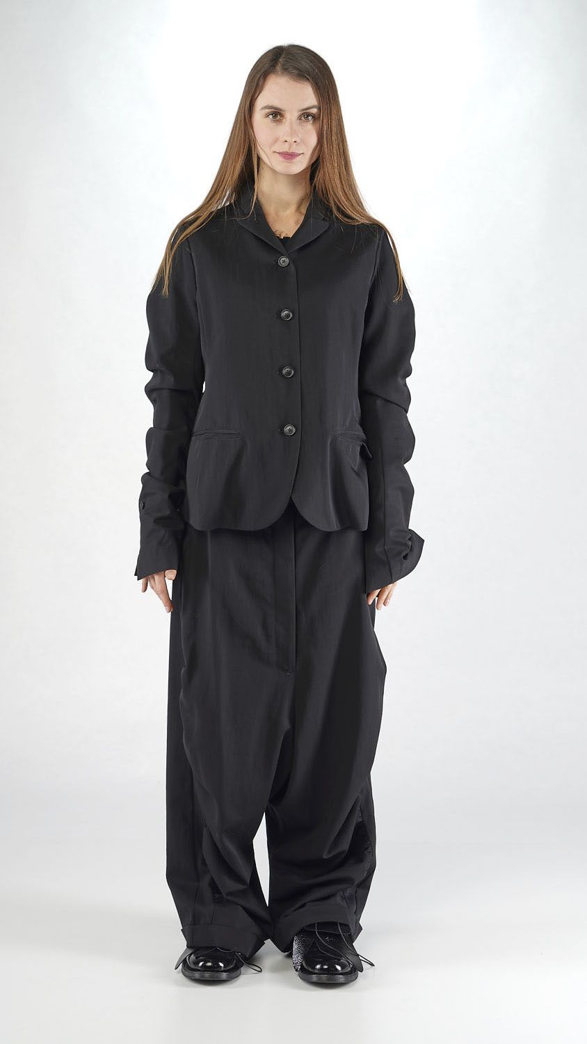 schmale woll jacke mit gekräuselten ärmeln