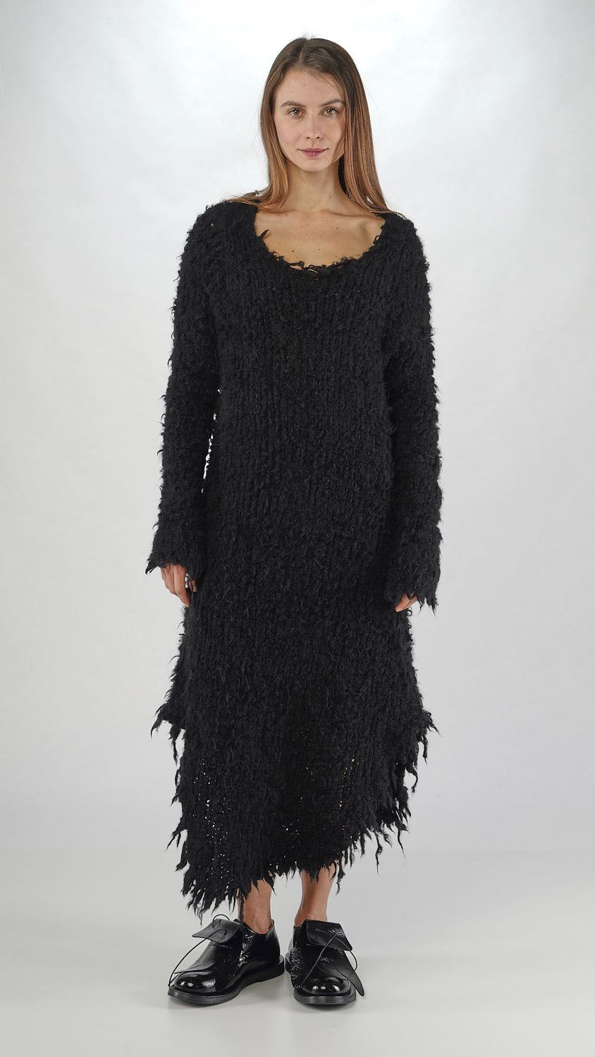 tailliertes woll strickkleid