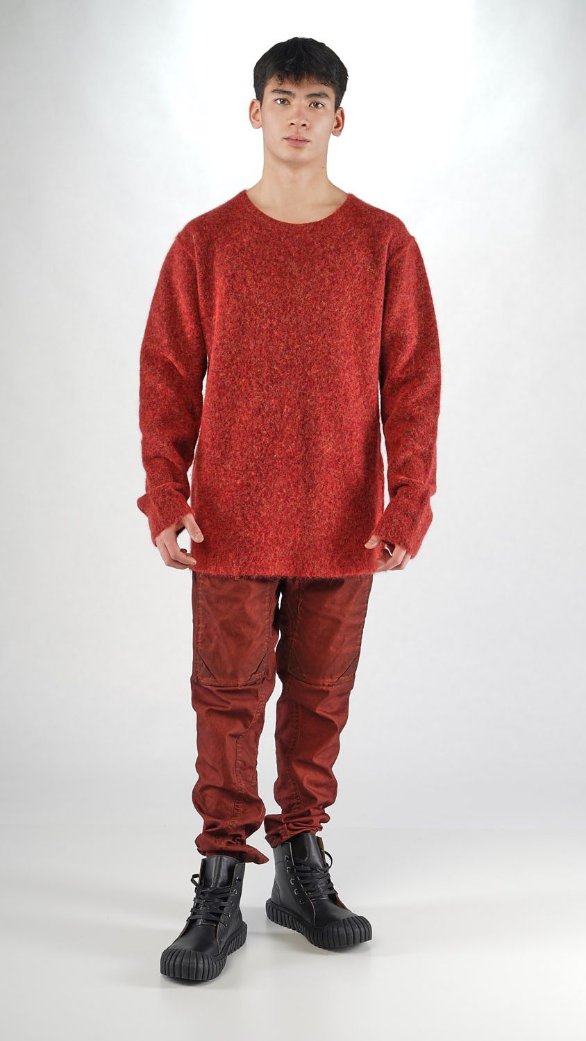 alpaka woll pullover mit zweifarbigem melange effekt
