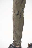 handbemalte und schmale woll-stretch-hose mit angeschittenem, elastischen bund