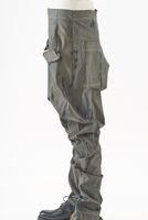 handbemalte woll-stretch-hose mit schmaler fußweite und klappentaschen