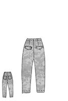 handbemalte und knöchellange woll-stretch-hose mit geradliniger form