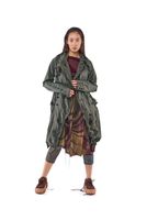 handbemalte und knöchellange woll-stretch-hose mit geradliniger form