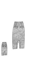 handbemalte woll-stretch-hose mit tiefem schritt