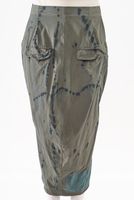 handbemalter und schmaler woll-stretch-rock mit angeschittenem, elastischen bund