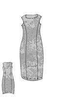 handbemaltes und schmales woll-stretch-kleid ohne ärmel