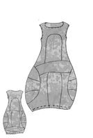 handbemaltes und ärmelloses woll-stretch-kleid mit ballonform