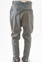 handbemalte und lange karo-woll-hose mit schmaler fußweite