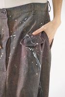 handbemalte und lässige karo-woll-hose mit festem bund und tiefem schritt