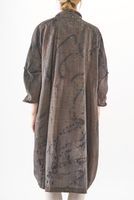 handbemaltes oversized karo-woll-kleid mit 3/4 arm