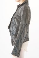 handbemalte und gefütterte karo-woll-jacke mit schmaler silhouette