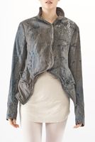 handbemalte und gefütterte karo-woll-jacke mit schmaler silhouette