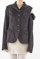 schmale schurwoll-jacke mit reißverschluss an der schulternaht