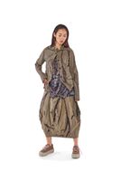 handbemalter und kniebedeckter woll-stretch-rock mit ballonform