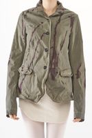 handbemalte und klassische woll-stretch-jacke mit klappentaschen