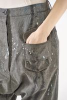 handbemalte und lange karo-woll-hose mit schmaler fußweite